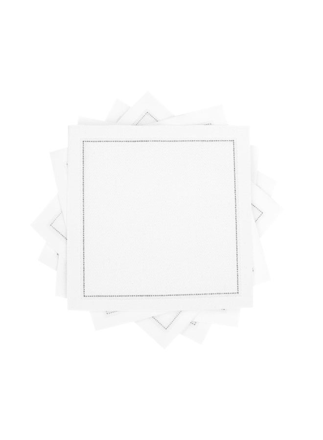 FIVE STAR NAPKINS White Cotton Cocktail Napkins - 100% Cotton - 50 x pack - 4.5” x 4.5” - Hotel Quality, Soft & Absorbent, Ideal for Home, Party & Special Events, Bridal Showers, Wedding, Anniversary & Birthdays. - Image 1